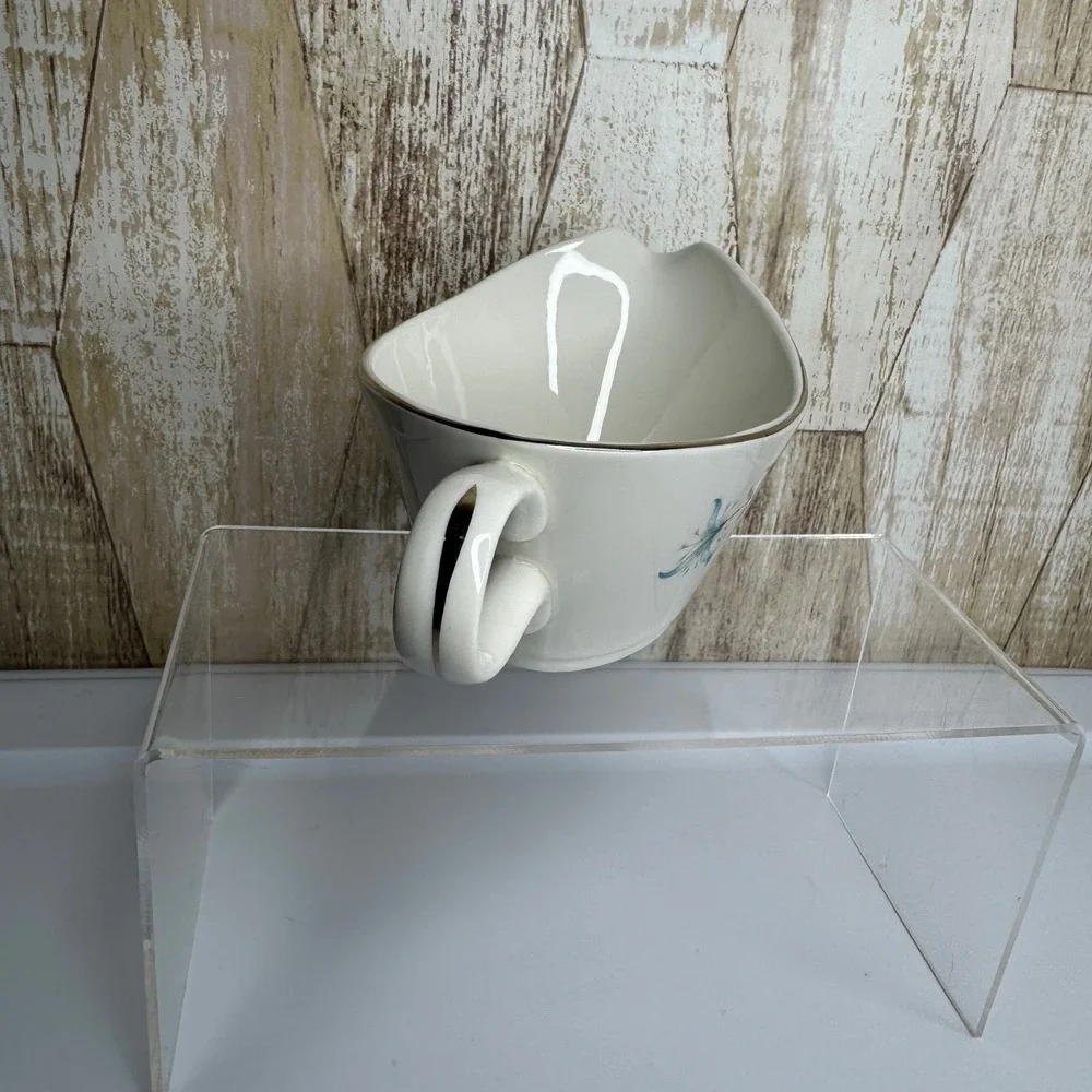 Vintage Homer Laughlin Triumph Cynthia Gravy Boat MCM Silver Trim USA